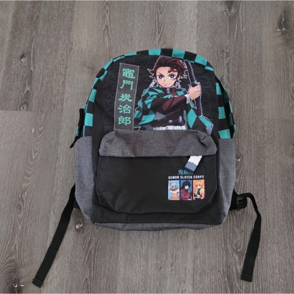 Demon Slayer: Kimetsu No Yaiba Tanjiro Kamado Teal Checkered Backpack